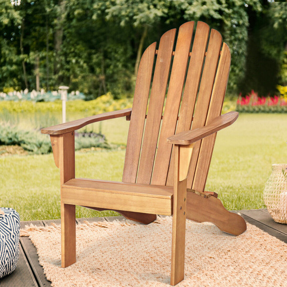 Costway 08521679 Wooden Outdoor Lounge Chair with ...