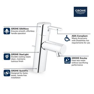 GROHE Concetto Single Hole Single-Handle Low-Arc Bathroom Faucet in StarLight Chrome 3427000A