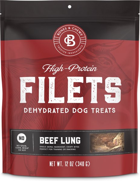 Bones and Chews All-Natural Beef Lung Filets Dehydrated Dog Treats