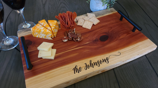 Charcuterie Cheese Board Live Edge Board with Handles ， Personalized Board， Housewarming Gift