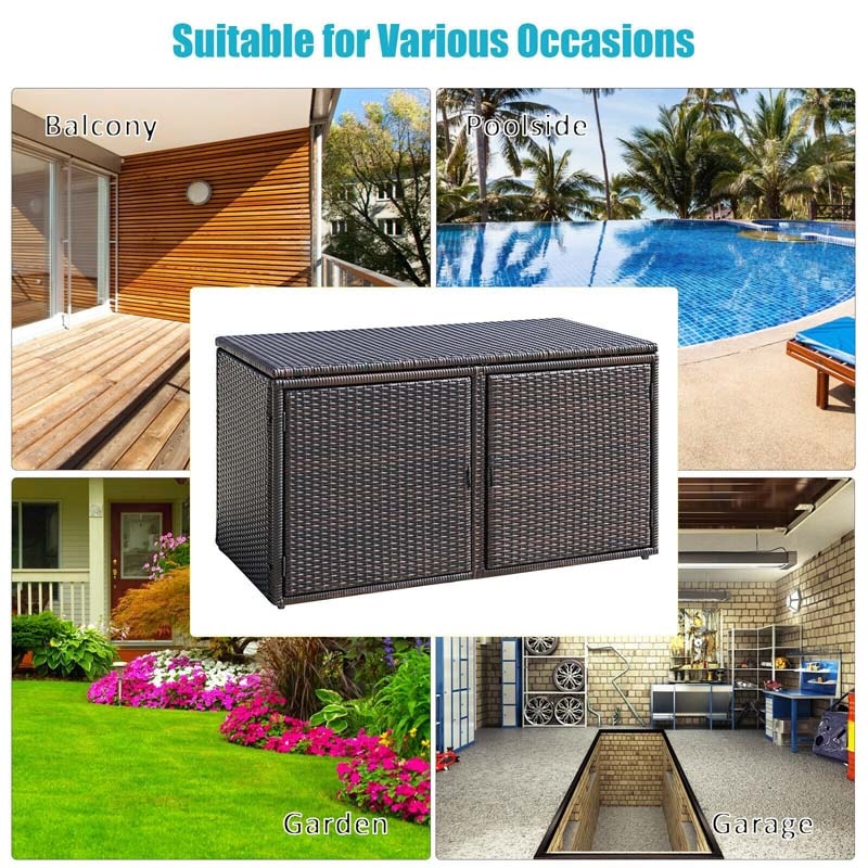 88 Gallon Rattan Outdoor Deck Storage Box Patio Container