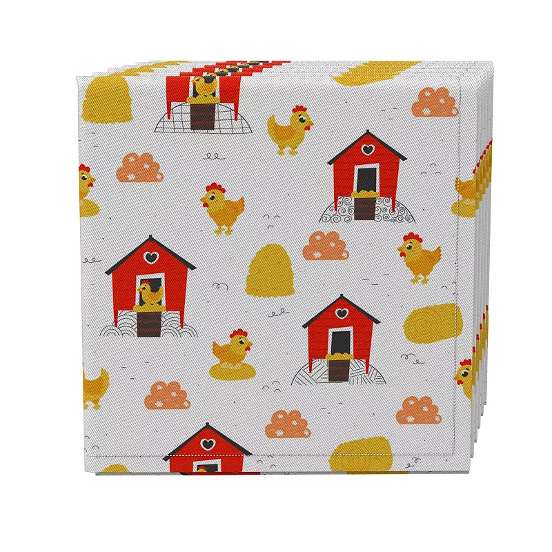 Napkin Set of 4， 100% Cotton， 20x20， Cartoon Farm