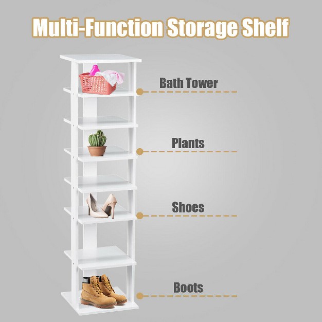 Costway Wooden Shoes Storage Stand 7 Tiers Shoe Rack Organizer Multi shoe Rack Shoebox