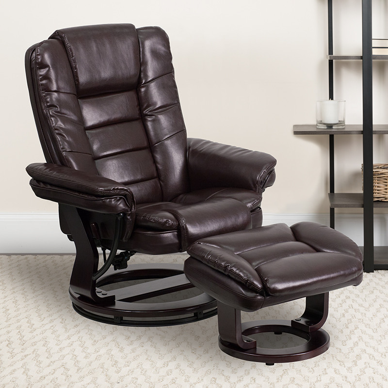 Brown Leather Recliner and Ottoman   Contemporary   Recliner Chairs   by First of a Kind USA Inc  Houzz