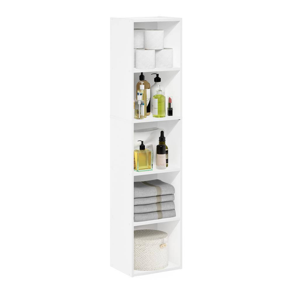 Furinno Pasir 52.1 in. White 5-Shelf Standard Bookcase 21048WH