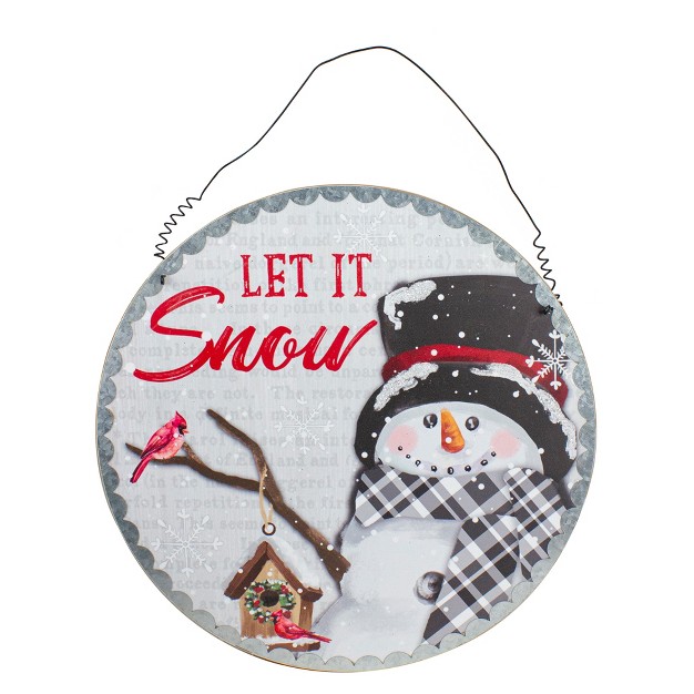 Snowman With Birdhouse Let It Snow Christmas Wall Decor