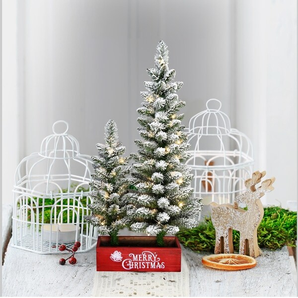 Puleo International 2' and 3' Potted Flocked Artificial Pencil Christmas Tree