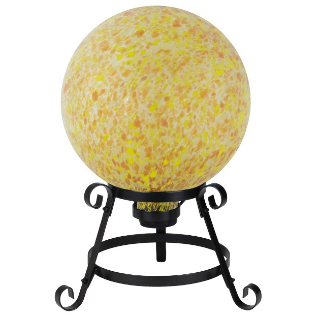 Orange And Yellow Speckled Glass Outdoor Garden Gazing Ball