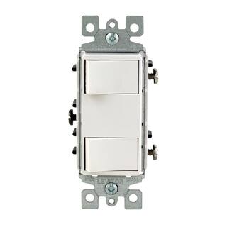 Leviton 15-Amp Commercial Grade Combination Two Single Pole Rocker Switches White 1754-W