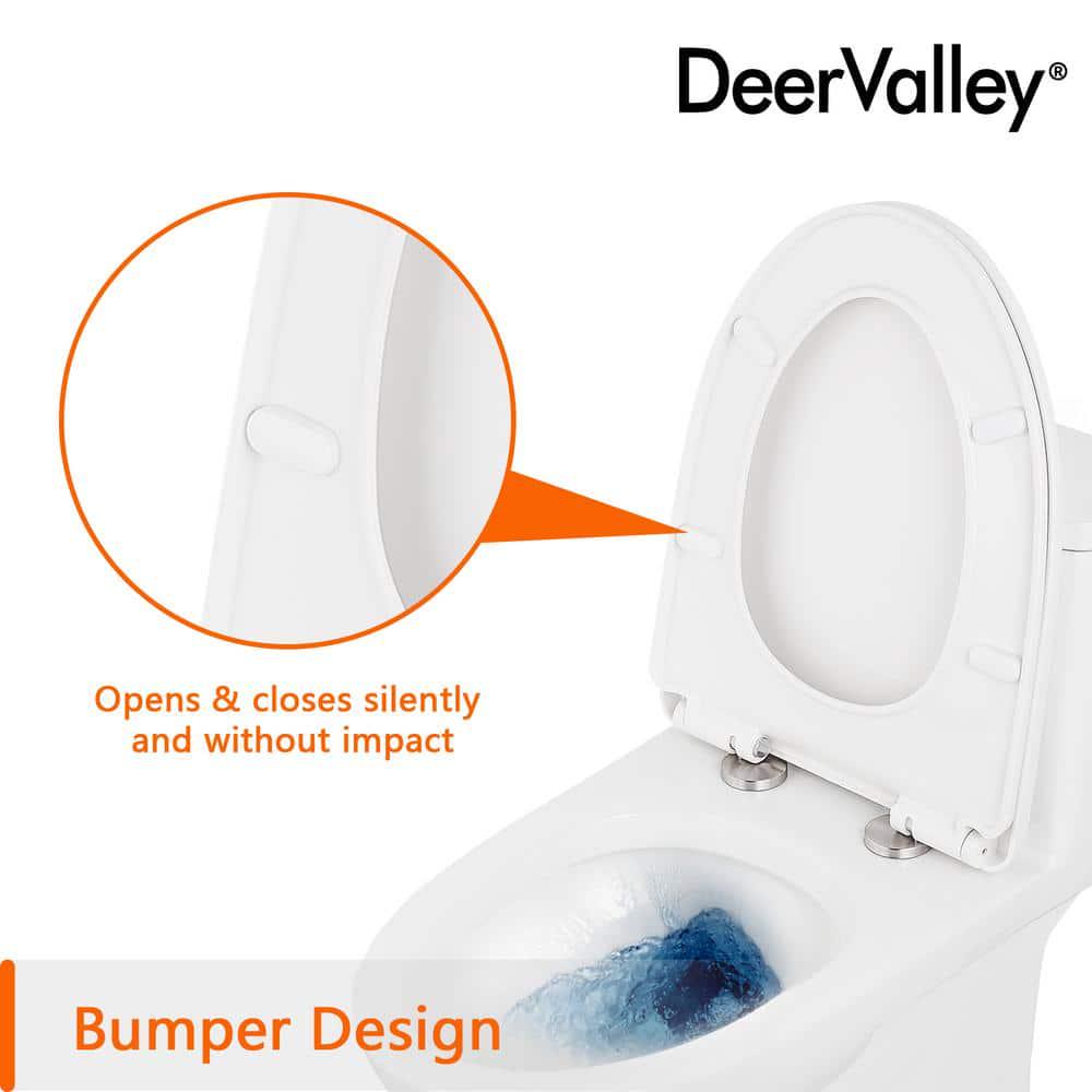 DEERVALLEY Ally 1Piece 08128 GPF Dual Flush Elongated ADA Comfort Height Toilet in Glossy White Seat Included