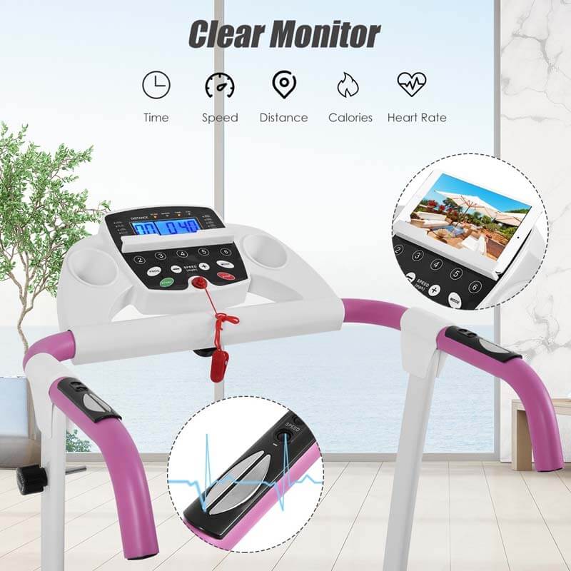 Electric Folding Treadmill, Fitness Compact Running Machine with 12 Preset Programs LCD Monitor