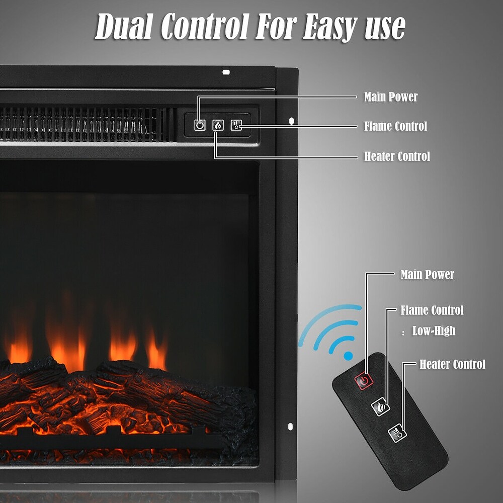 Electric Fireplace Heater 1400 W Recessed Stove with Remote Control