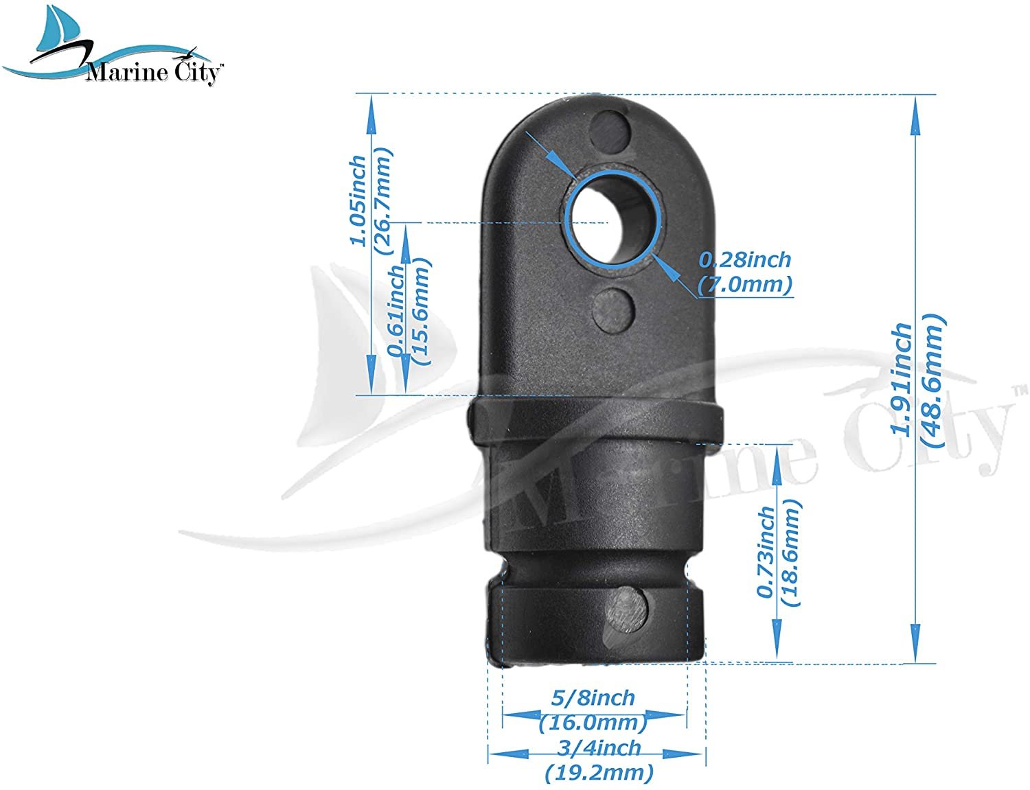 Marine City Bimini Top Black Nylon Round Inside Eye End for O.D. 7/8 Inches Tube 10 Packs