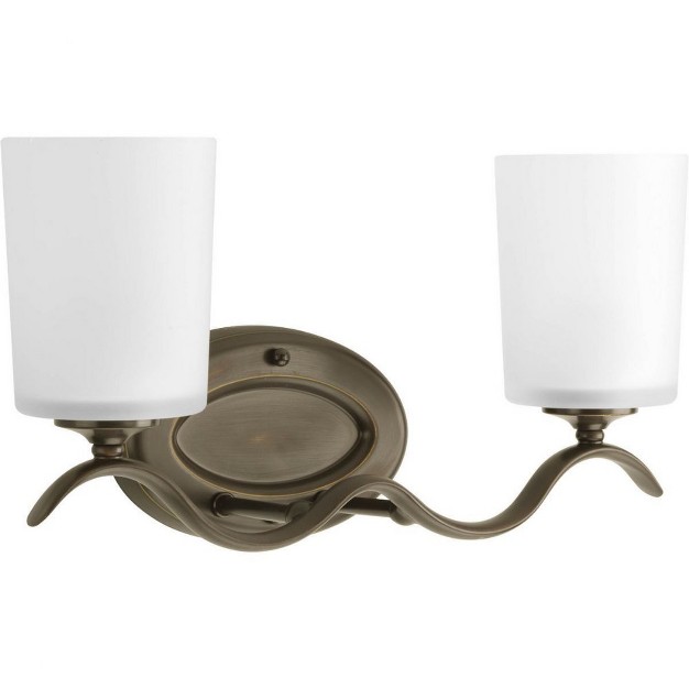 Progress Lighting Inspire Collection 2 light Wall Sconce Polished Chrome Etched Glass Shades