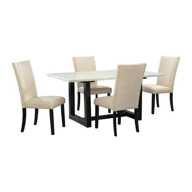 5pc Florentina Standard Dining Table Set With 4 Chairs Marble white Picket House Furnishings