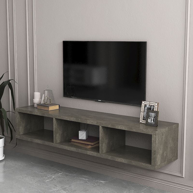 Shallow Floating TV Console， 60， Grey