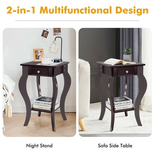 End Side Table with Drawer and Bottom Shelf - 15