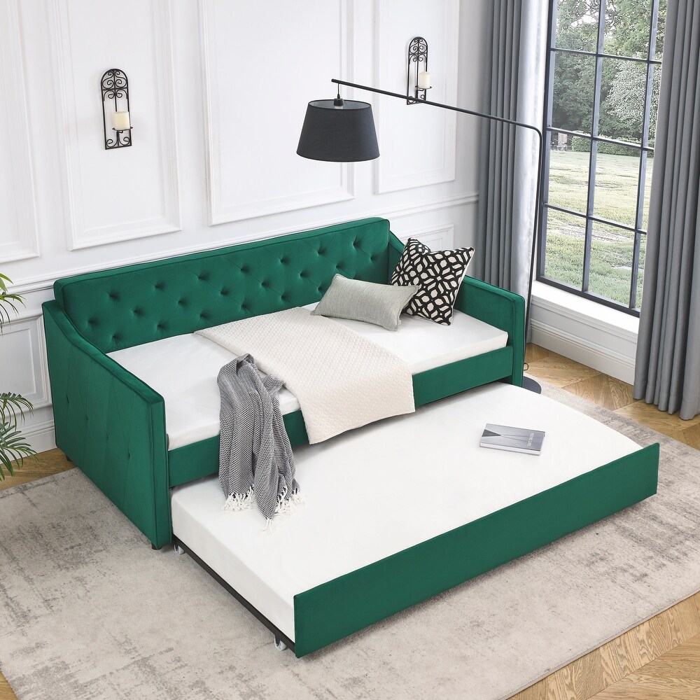 Sofa Bed  Twin Size Daybed with Twin Size Trundle Upholstered Tufted Sofa Bed  Sleeper Sofa