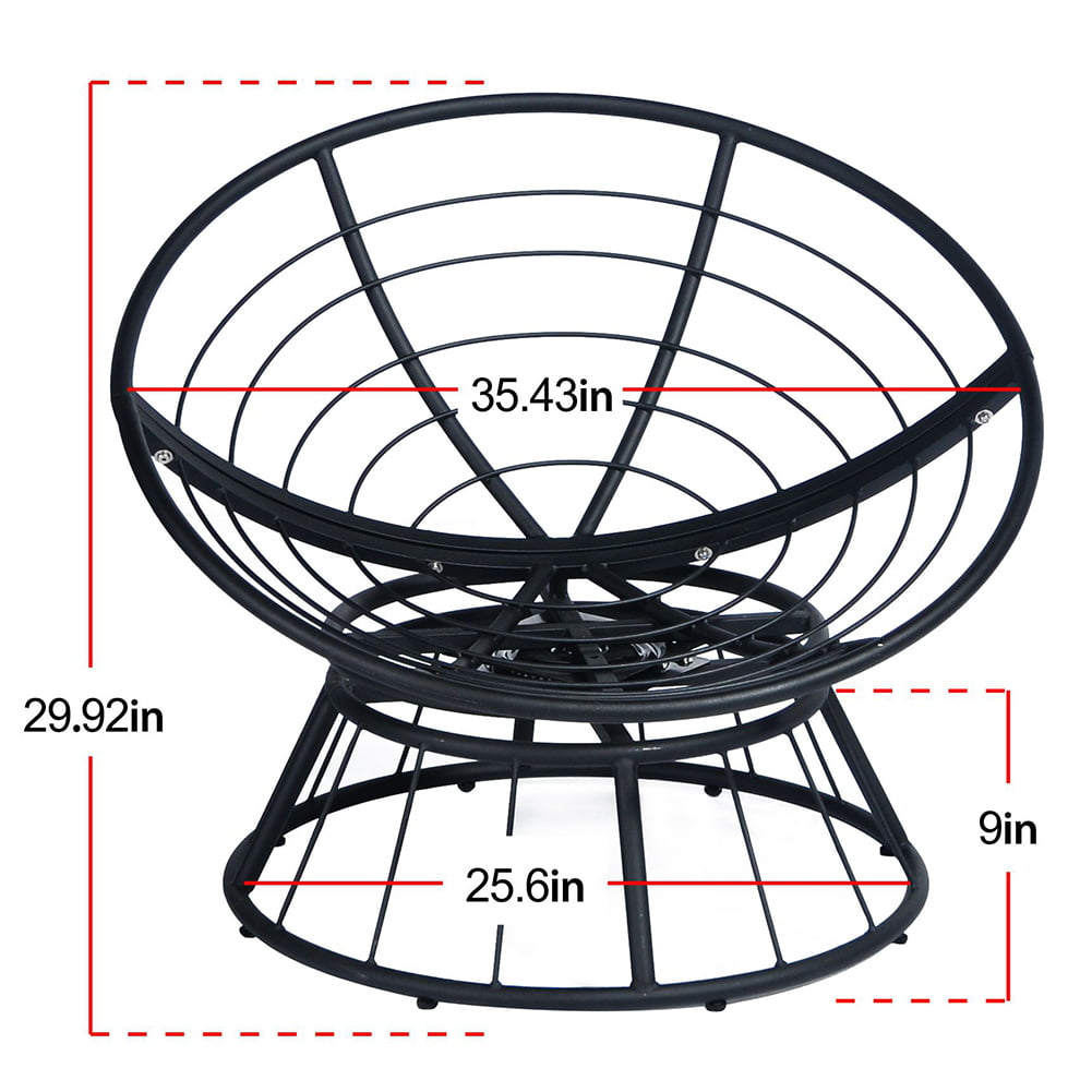 Arttoreal Outdoor 360-Degree Swivel Papasan Chair with Round Cushion and Steel Frame,for Garden and Backyard,Beige