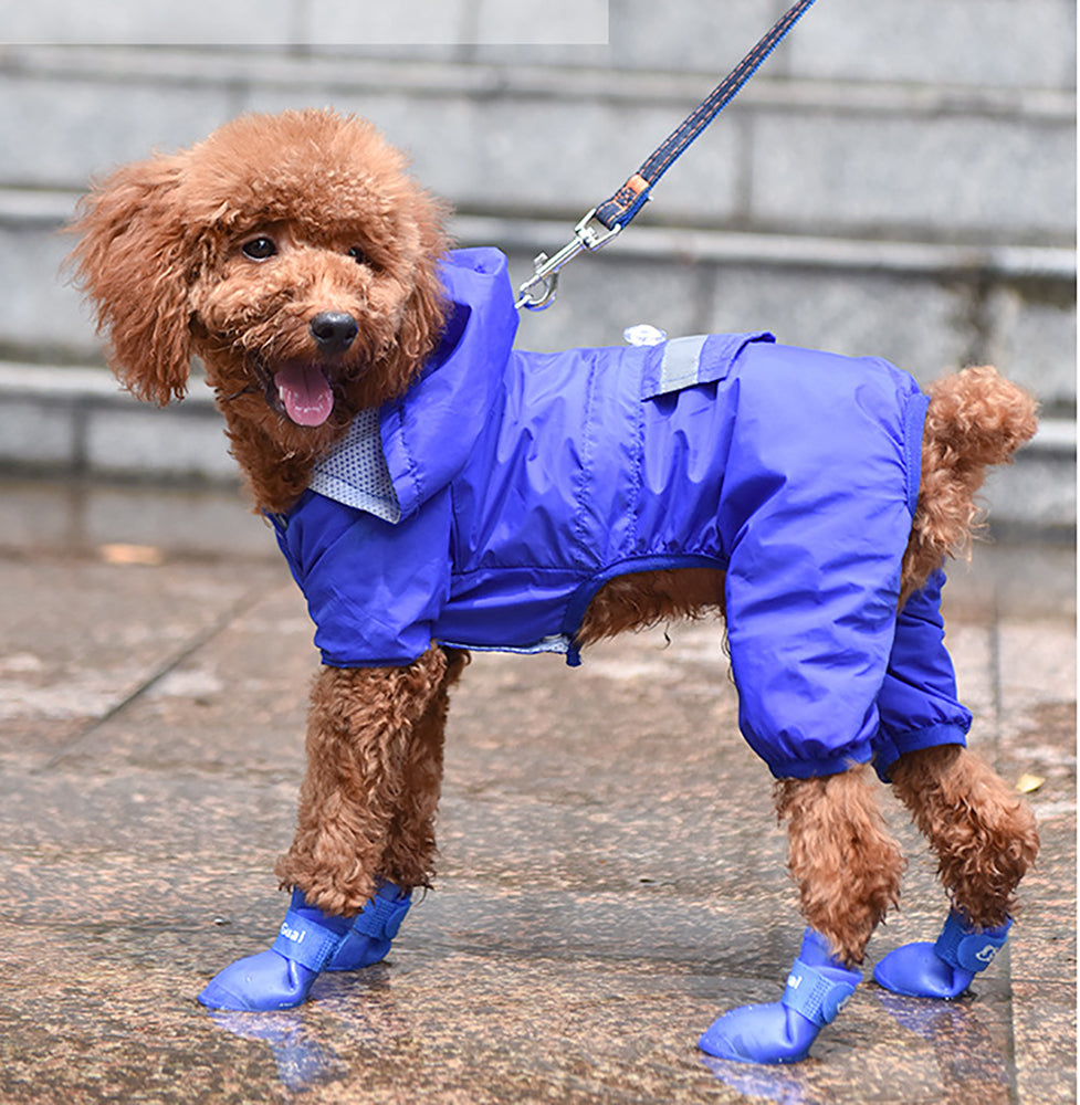 Cooltop 4PCS Dog Puppy Shoes Silicone Waterproof Pet Rain Boots Anti-Slip Skidproof Elastic Protective Pet Shoes