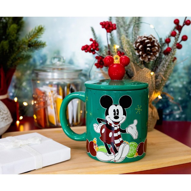 Silver Buffalo Disney Mickey Mouse Holiday Ornaments Ceramic Mug Holds 18 Ounces