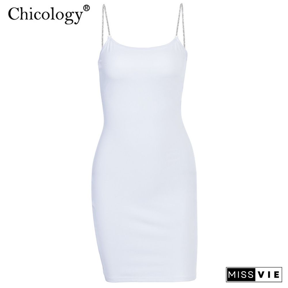 ChicologyDiamondThinStrapBodyconSexyMiniDressPartyClubSleevelessWomen SummerFashionOutfitFemaleShortClothes