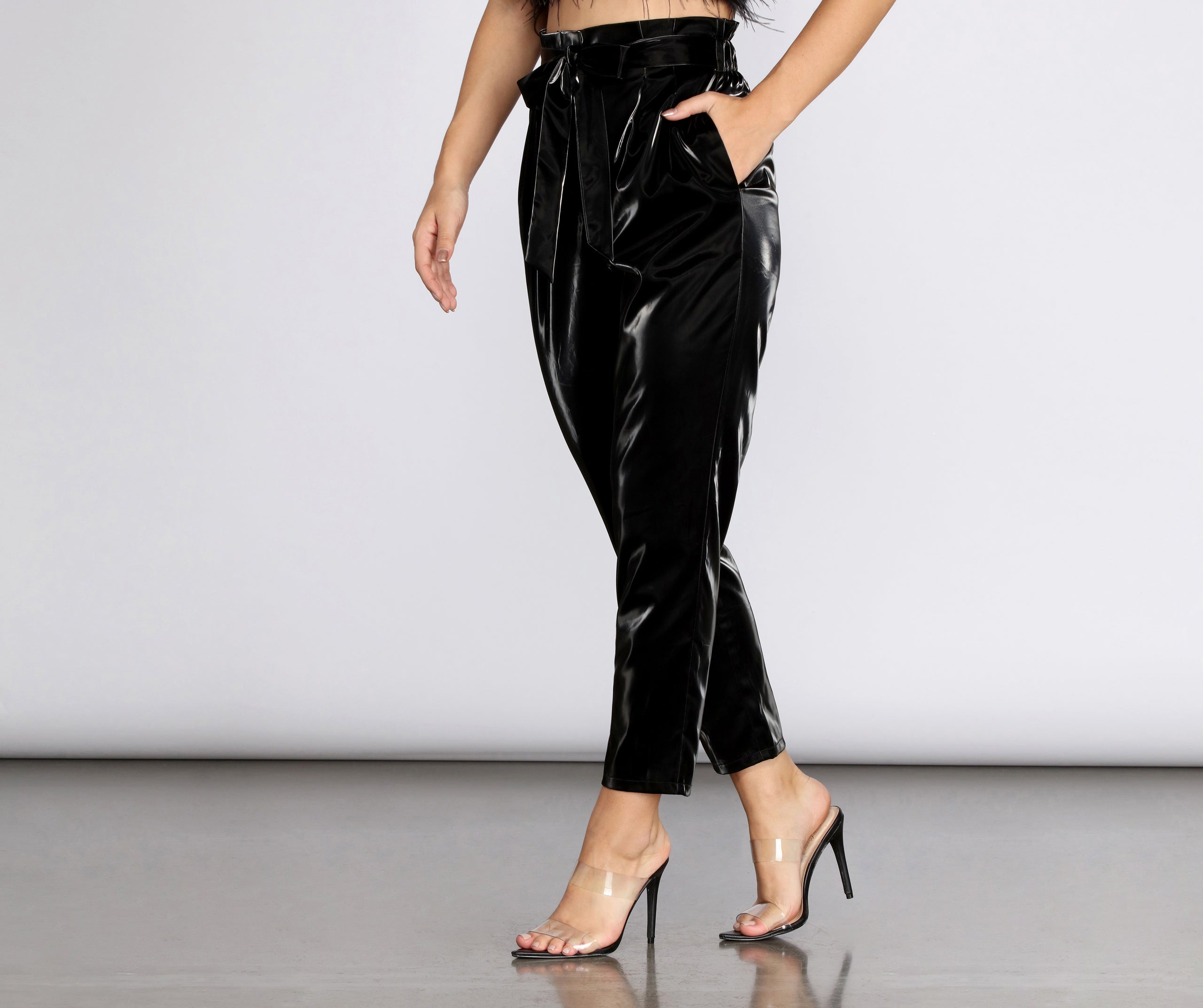 High Waist Liquid PU Pants