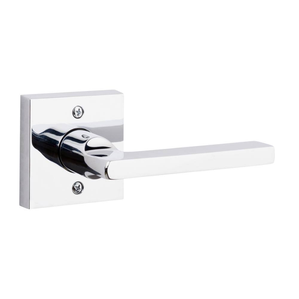 Baldwin Reserve Square Polished Chrome Universal HallCloset Door Handle with Contemporary Square Rose PSSQUCSR260