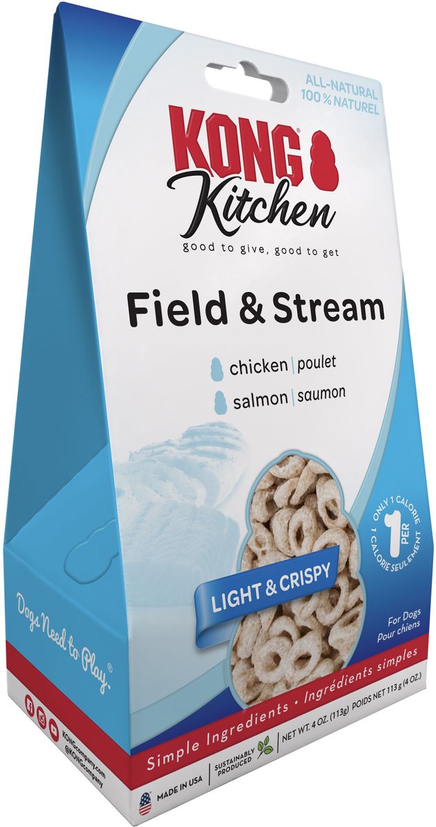 KONG Kitchen Field and Stream Salmon Crunchy Dog Treats， 4-oz box