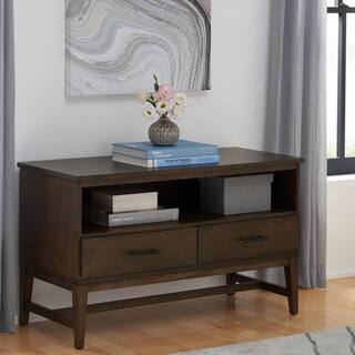 Home Decorators Collection Bellamy Smoke Brown Wood 2 Drawer TV Stand with Cord Management (42 in. W x 25 in. H) SK19345H1-S