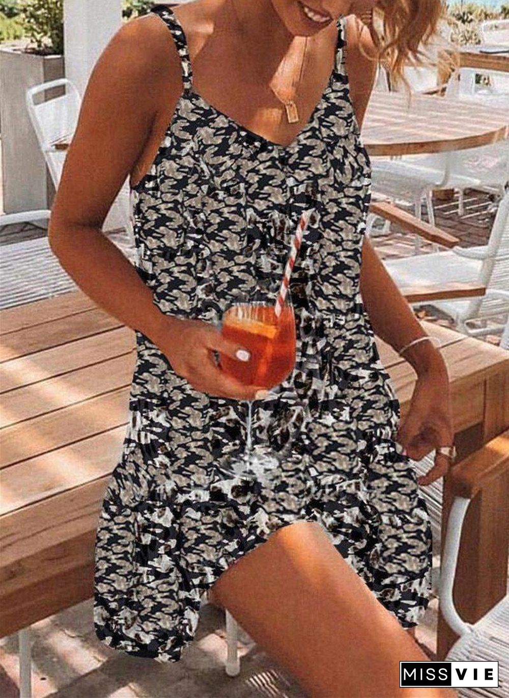 Mini Dress Women Summer Beach Short Dress Female Sexy Spaghetti Strap Leopard Print Boho Dresses Ladies Loose Femme Robe