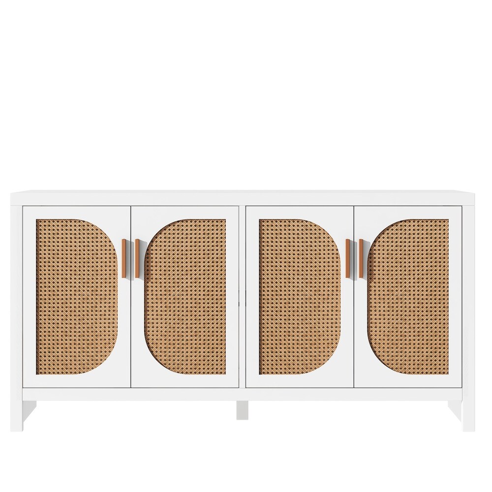 Rattan Storage Cabinet with Adjustable Shelves