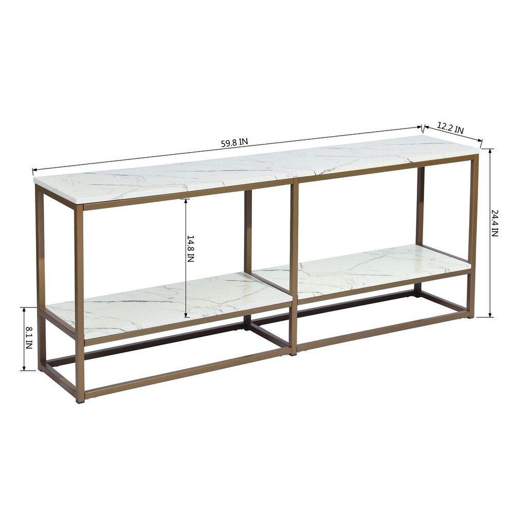 Homy Casa White Manufactured Wood Top Metal Frame TV Stand