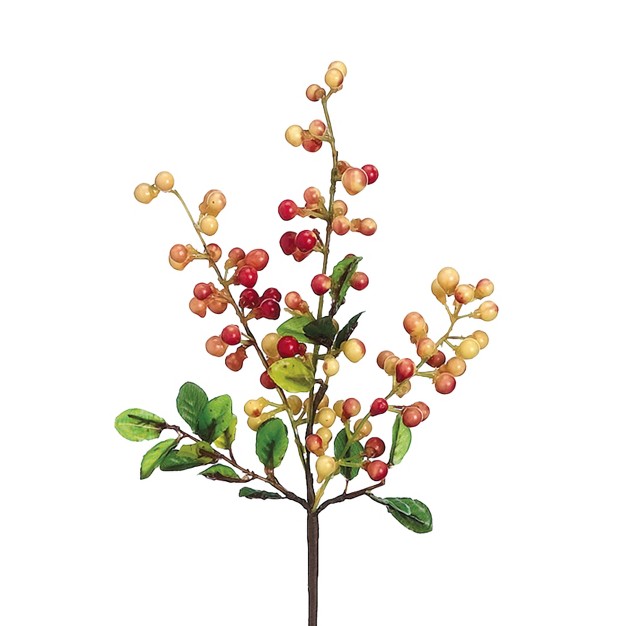 Yellow And Red Spring Berry Artificial Decorative Spray