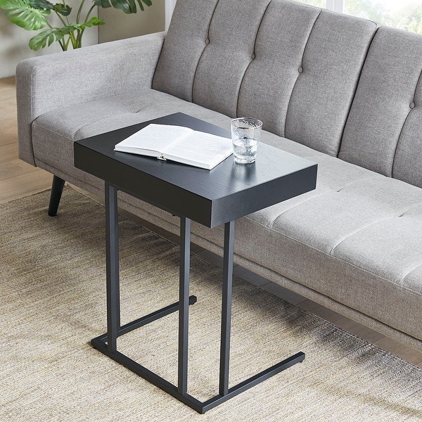 Wynn C Shape Metal Frame Pull Up Table with Drawer