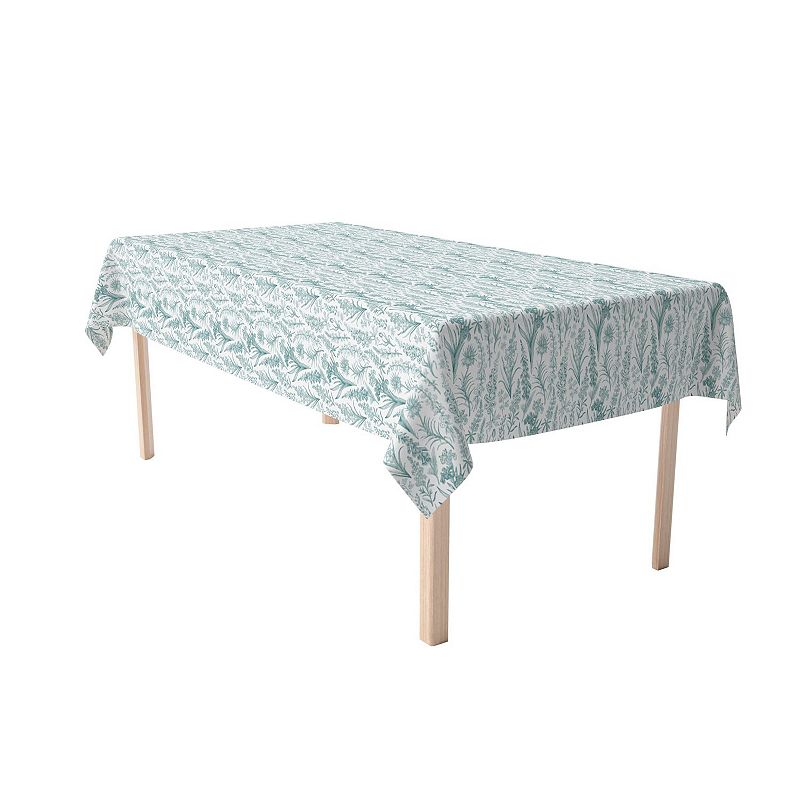 Rectangular Tablecloth， 100% Cotton， 52x104， Green Garden Flowers