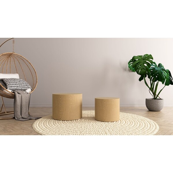 MDF with veneer side table/coffee table/end table/nesting table set of 2，for living room，office，bedroom