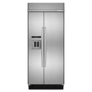 KitchenAid 20.8 cu. ft. Built-In Side by Side Refrigerator in PrintShield Stainless Steel with Exterior Ice and Water KBSD606ESS