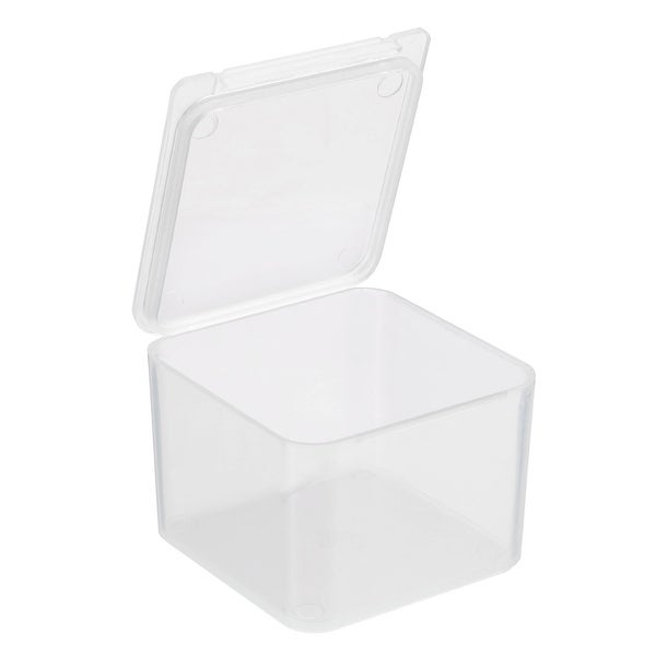 12pcs Clear Storage Container with Hinged Lid 40x28mm Plastic Square Craft Box