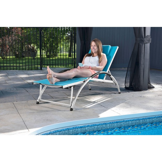 Vivere Dockside Aluminum Sun Lounger In Turquoise