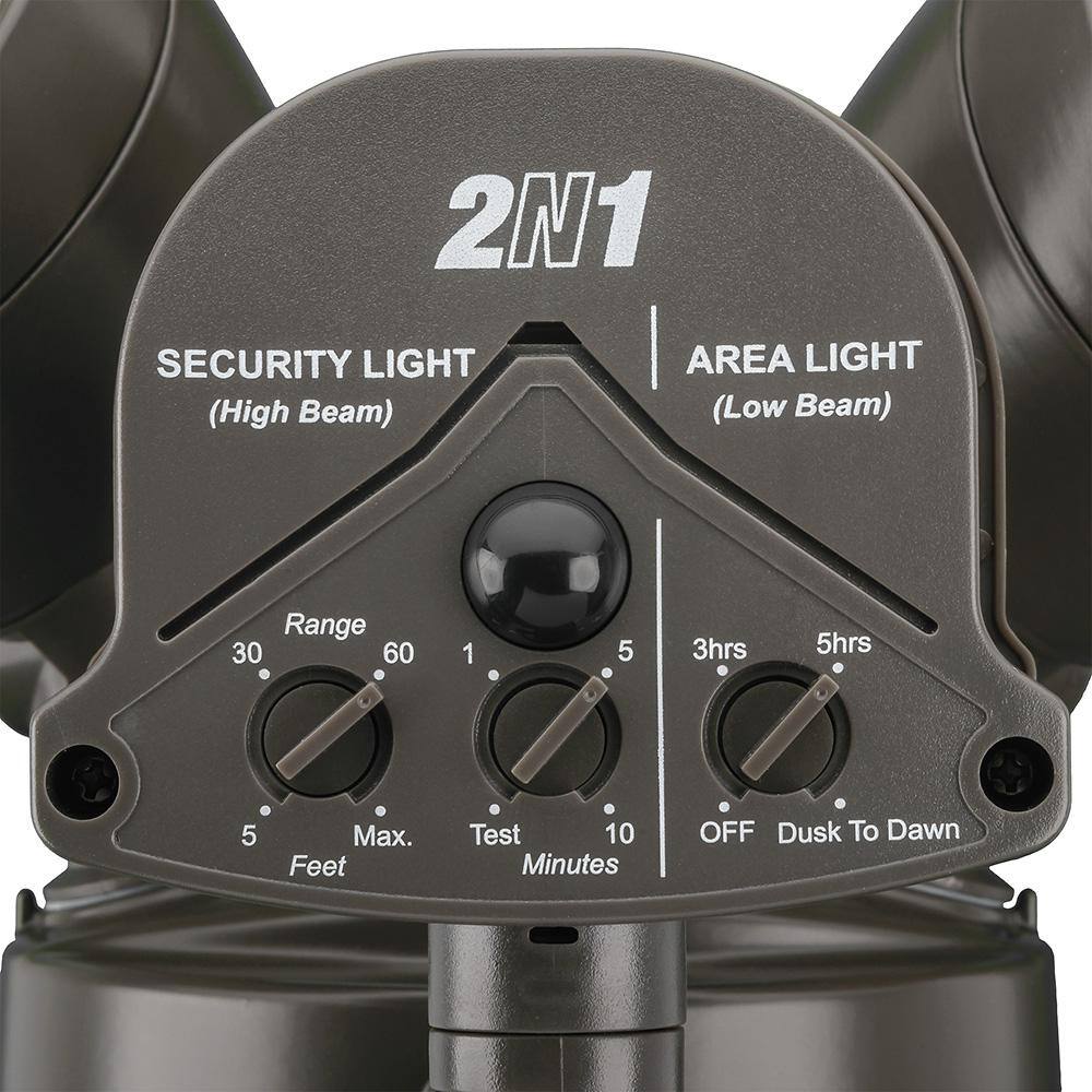 ETi 240 Degree LED Motion Sensor Light Outdoor Bronze Twin Head Flood Security Light 1200 to 2400 Lumens Driveway Walkway 51406111