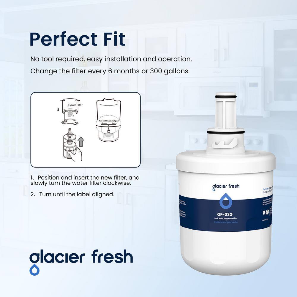 GLACIER FRESH DA29-00003G Refrigerator Water Filter Compatible with  Aqua-Pure Plus 3-Pack GLACIER FRESH-DA29-00003G-3P