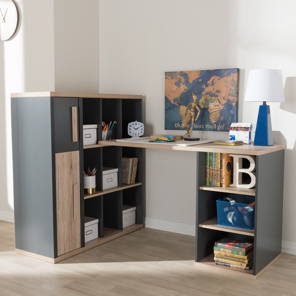 Contemporary Dark Grey/ Light Brown Study Desk by Baxton Studio