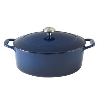 Tramontina Gourmet 5.5 qt. Oval Enameled Cast Iron Dutch Oven in Gradated Cobalt with Lid 80131077DS