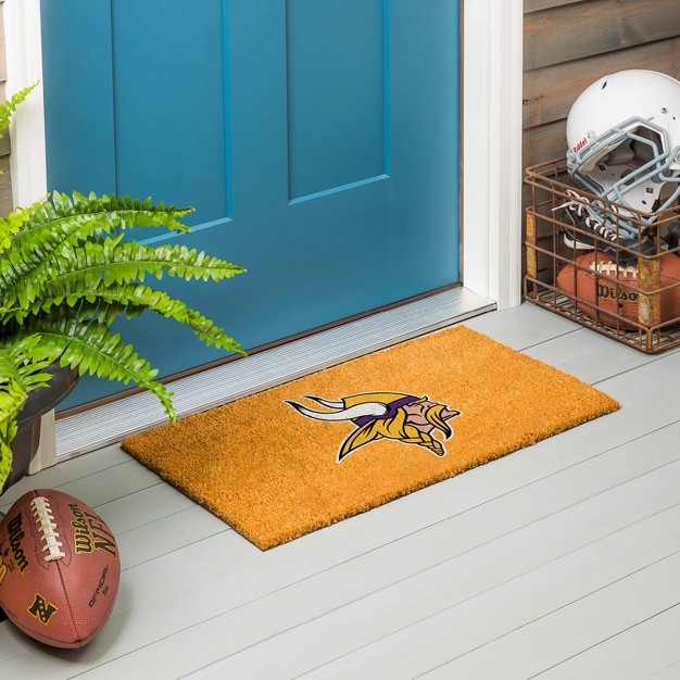 Evergreennflminnesota Vikings Logo Natural Coir 28 X 16 Inches Indoor Outdoor Doormat