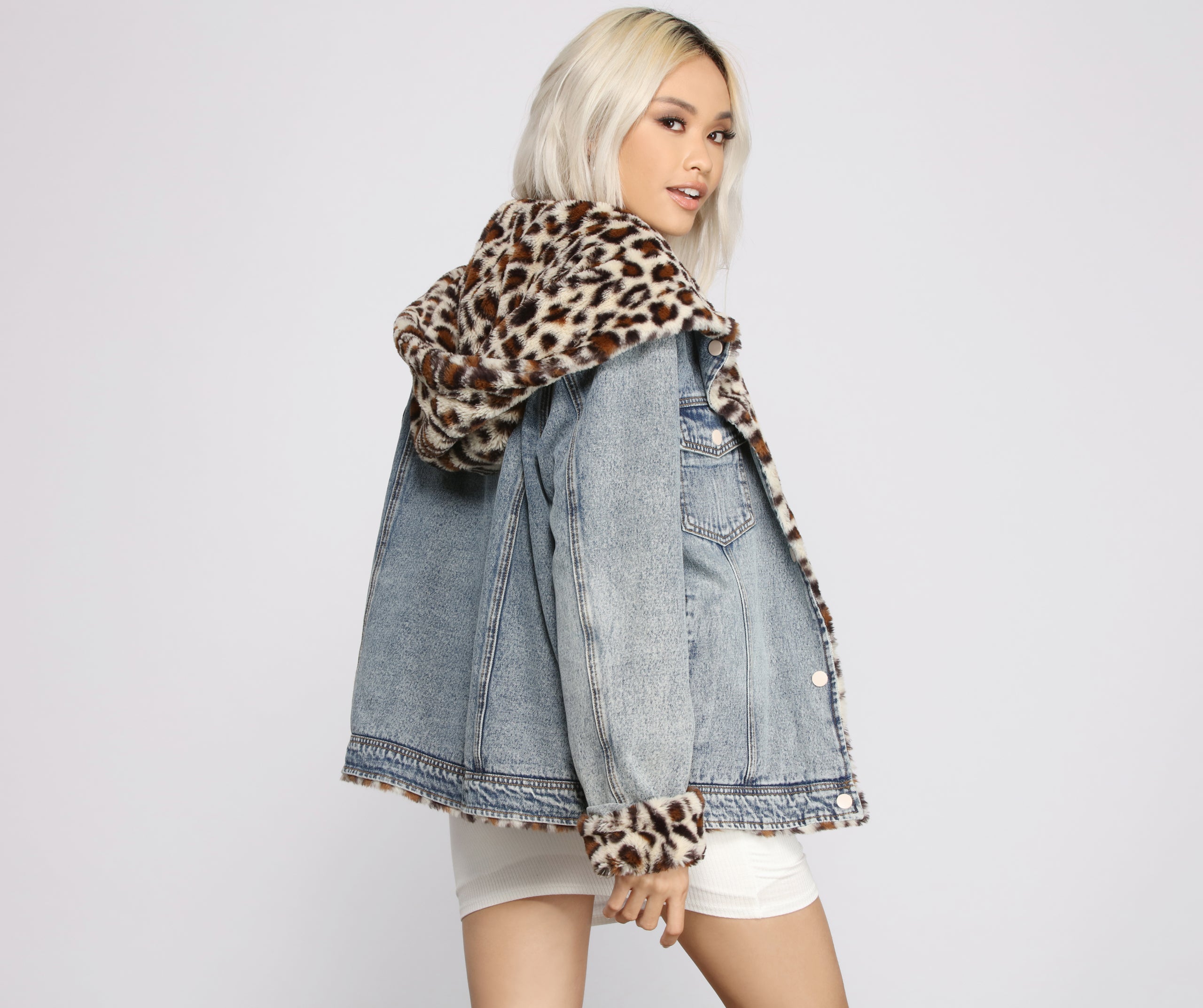 So Sassy Faux Fur Denim Jacket