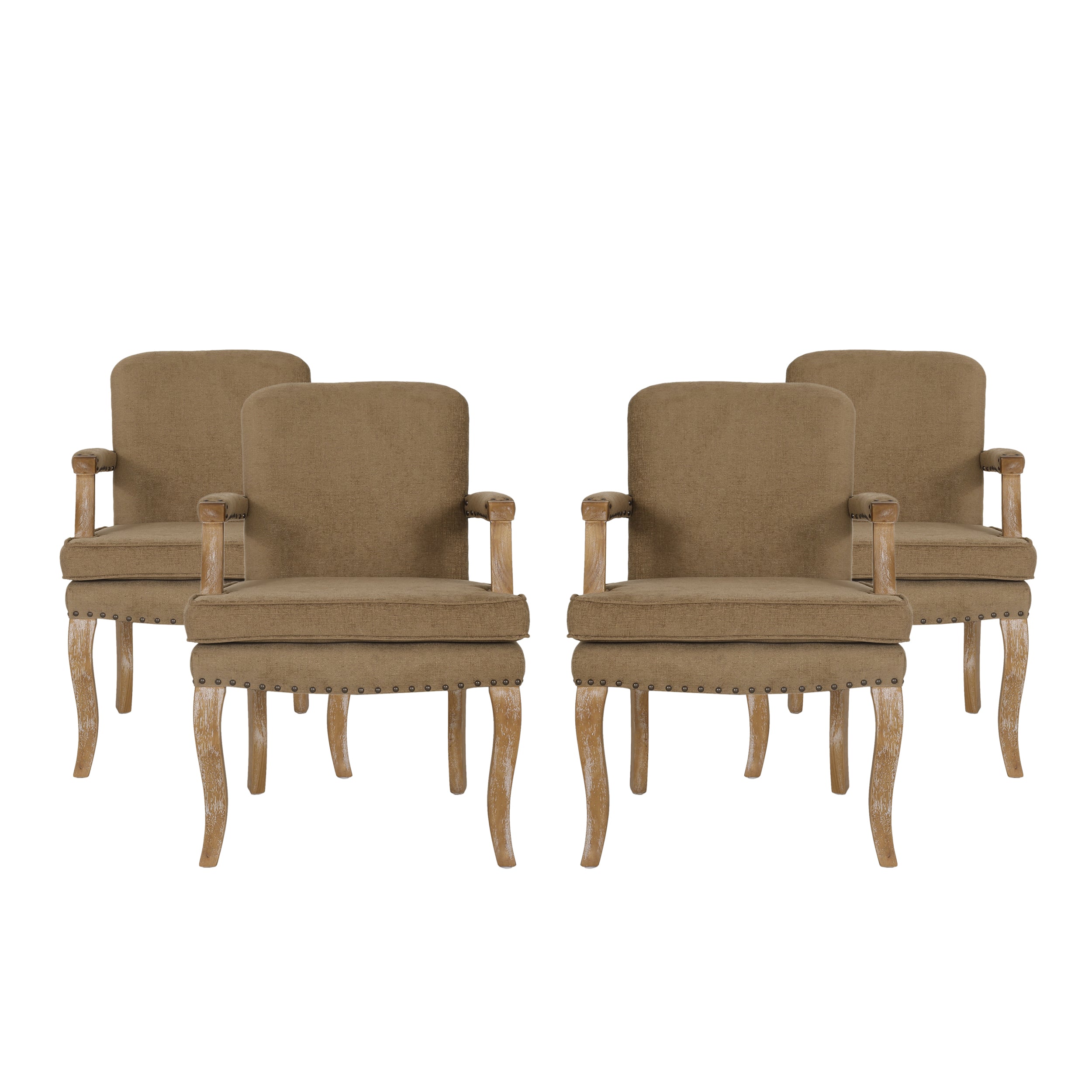 Tim French Country Dining Arm Chair with Nailhead Trim, Set of 4