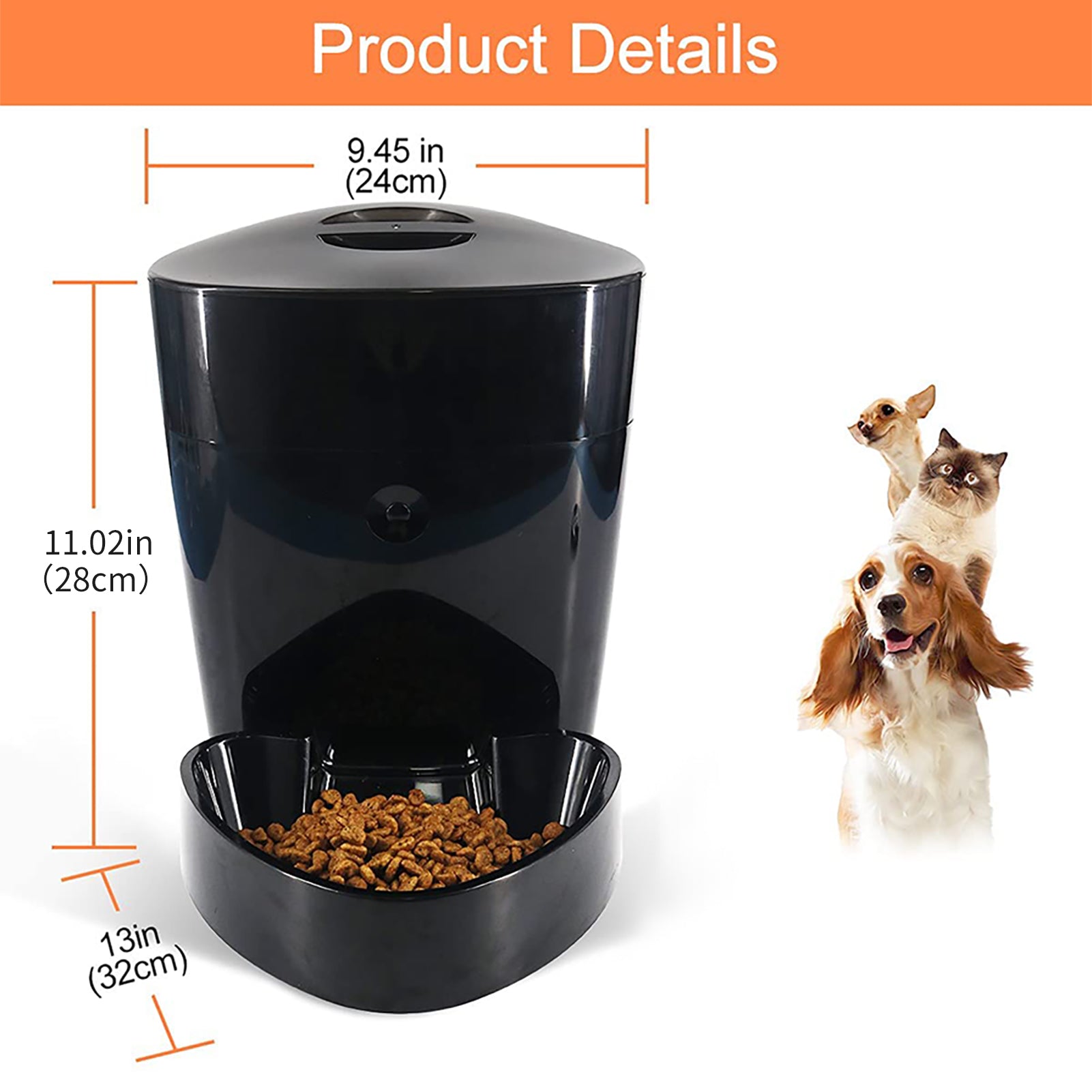 Tickas 4L Automatic Feeder Smart Pet Feeder Rechargeable Electric Dry Food Container Timed Dog Cat Dispenser Timer Programmable 1-6 Meals 15 Portions Control for Dogs Cats Small Medium Large Pets