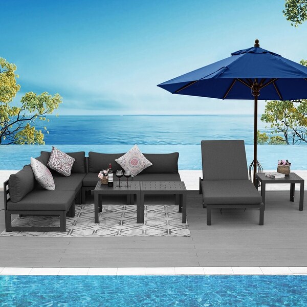 Nicesoul Luxury Patio Aluminum Sofa Conversation Furniture Set with Coffee Table