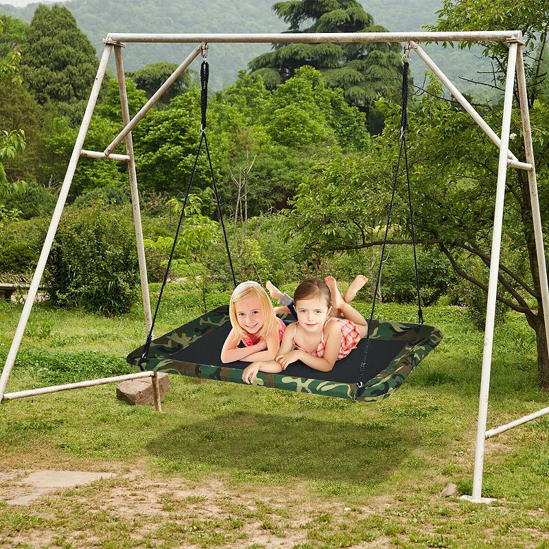 60 Inches Platform Tree Swing Outdoor with  2 Hanging Straps